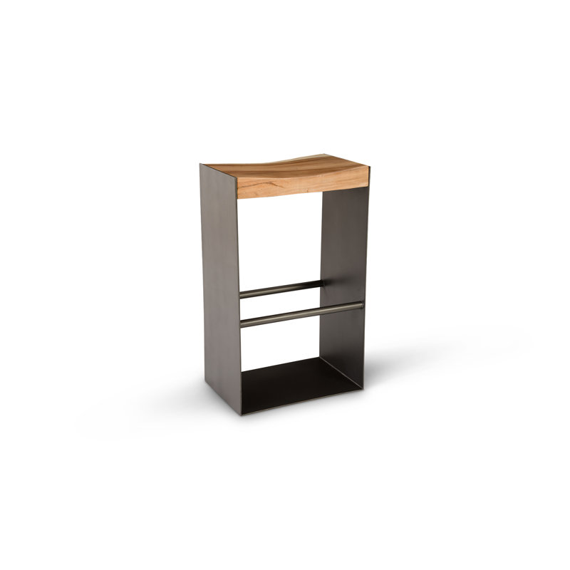 Bar Solid Wood Stool, Bar Stool (29” Seat Height), Gray