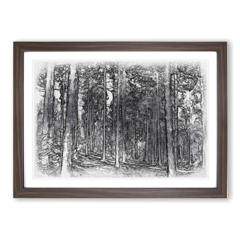 Conifer Tree Forest Vol.1 - Picture Frame Painting, Walnut, 65cm H x 90cm W x 2cm D