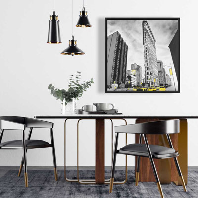 Outline of Flatiron Building Framed Canvas | NYC Home Decor