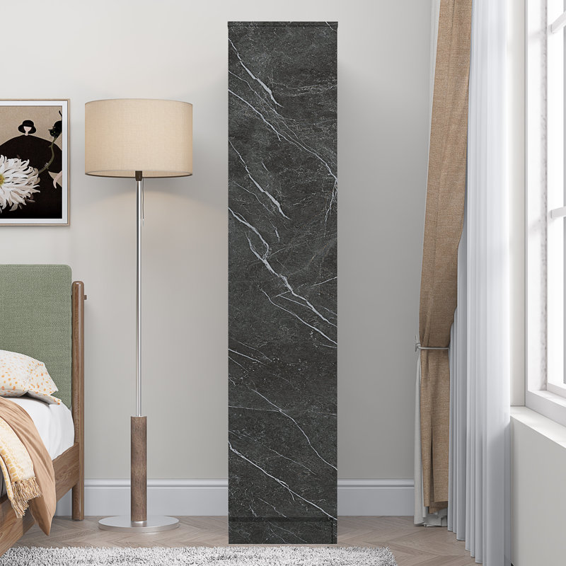 Deraz 1 Door Plain Wardrobe In Marble Effect, Grey