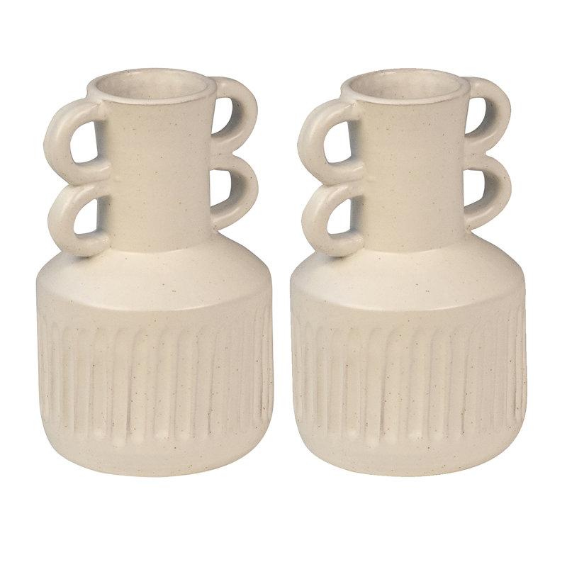 Ensemble de vases en céramique Nolah, blanc cassé (ensemble de 2)