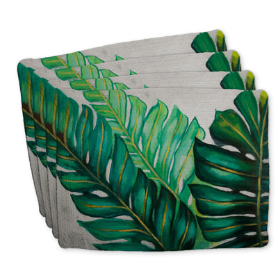 Braided Polyester Placemats Set of 4 | Exotic Leaf Design