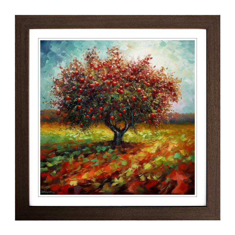 Apple Tree Color Field Painting - Framed Print, Walnut