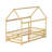 Kids House Floor Wooden Bed With Roof Frame, Safety Guardrails-1447645674-1447645589