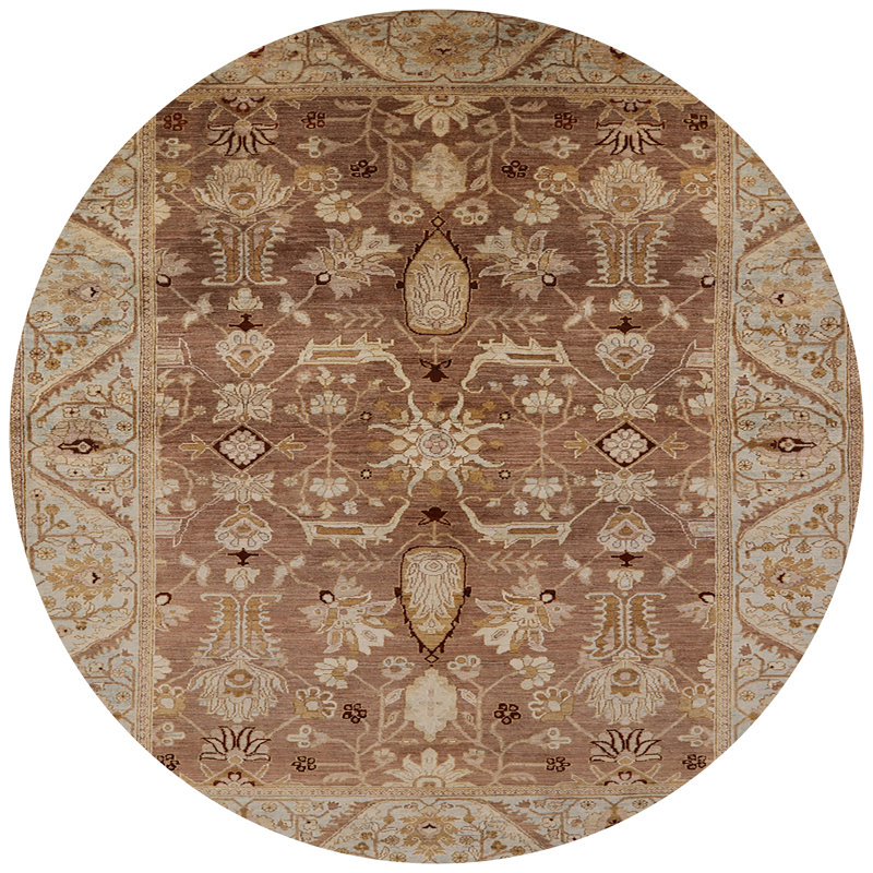 Tapis brun à motif oriental, Rond 6 pi