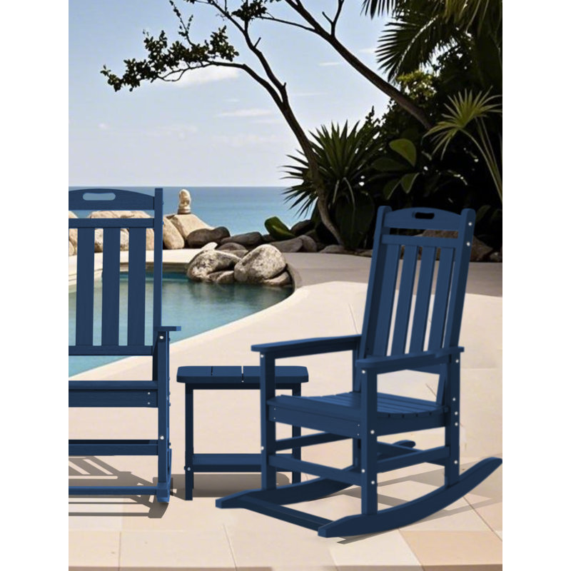 Ensemble de 2 chaises berçantes d'extérieur Hdpe, Marine