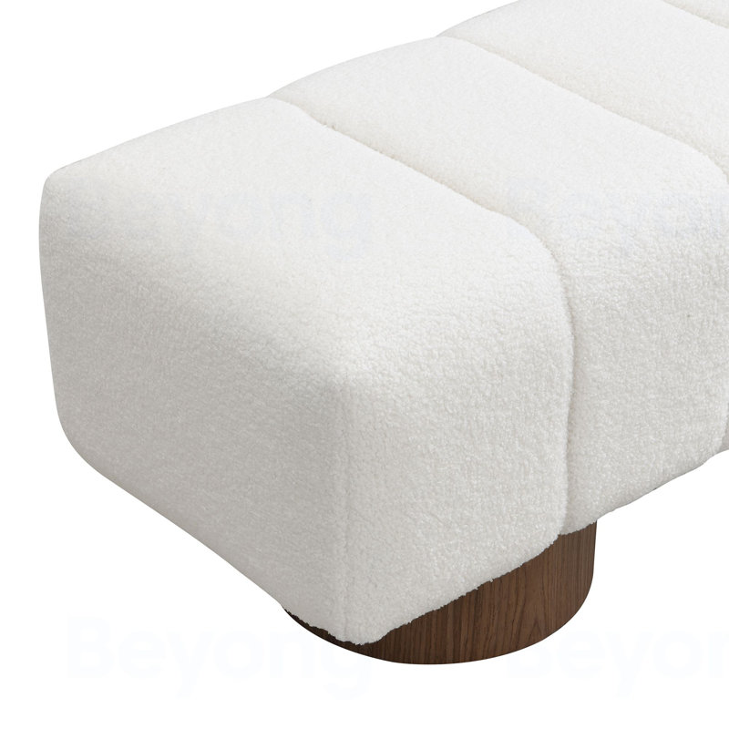 Banc rembourré Boucle, sans assemblage, H 17 po x l 50 po x P 16,75 po, Blanc