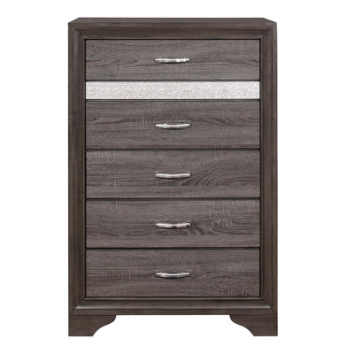 Commode moderne en faux bois avec tiroir à bijoux caché et décorations scintillantes, parfaite pour les chambres à coucher glamour
