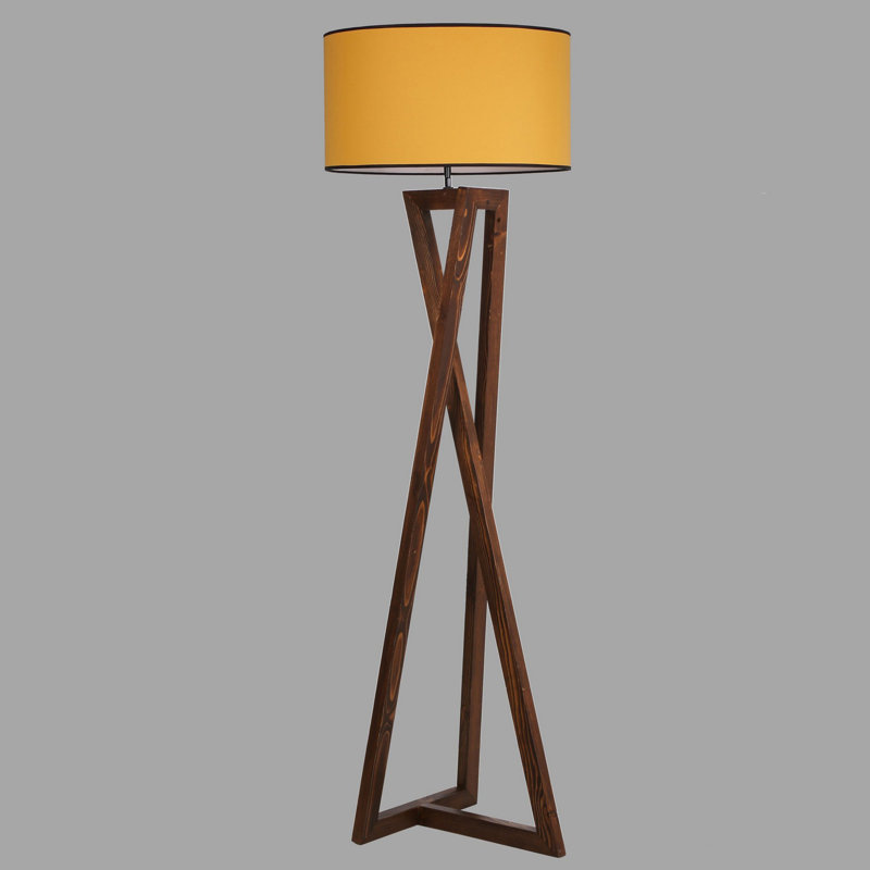 Piekos 166cm Brown Tripod Floor Lamp, Mustard