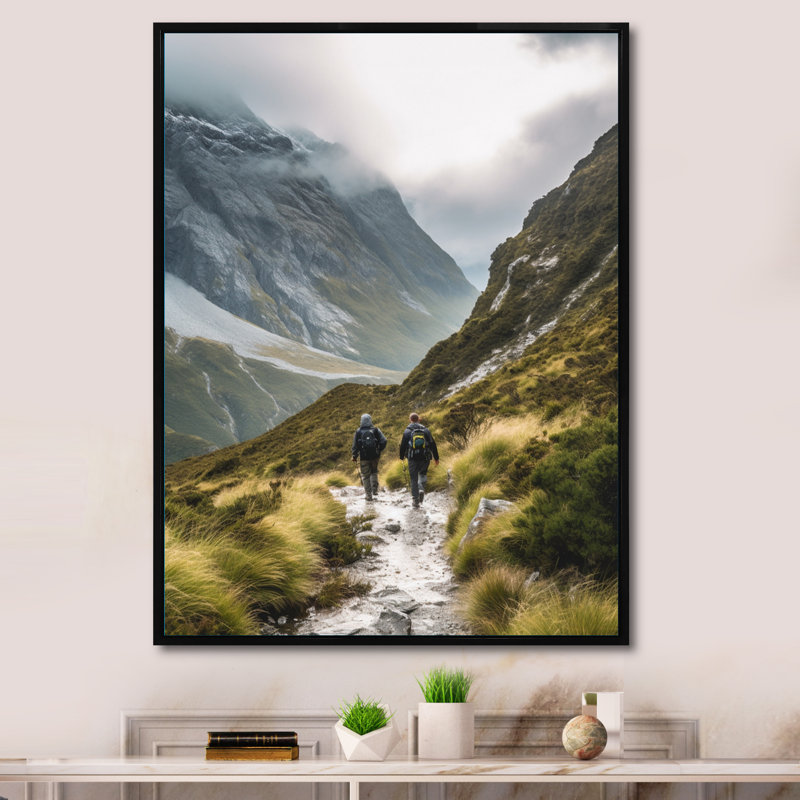 Photo de randonnée en montagne I - reproduction sur toile, Cadre flottant noir, H 44 po x l 34 po x P 1,5 po