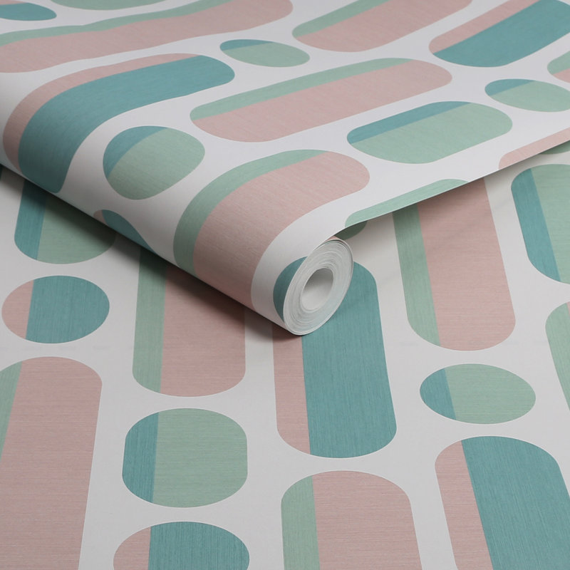 Papier peint amovible Envy Morse, Rose / sauge