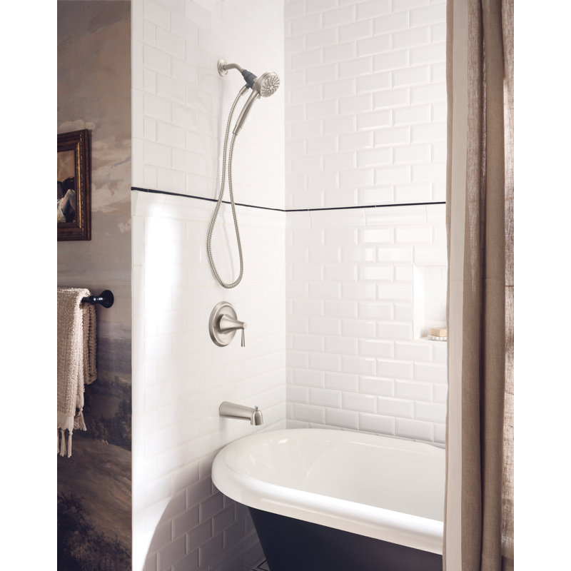Moen Ronan Single Handle Tub/Shower with Magnetix Rainshower, Valve Included, Spot Resist Nickel