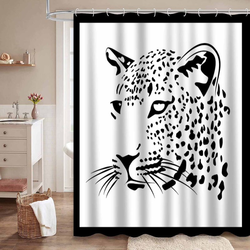 Rideau de douche Leopard Head Jaguar, L 72 po x l 72 po