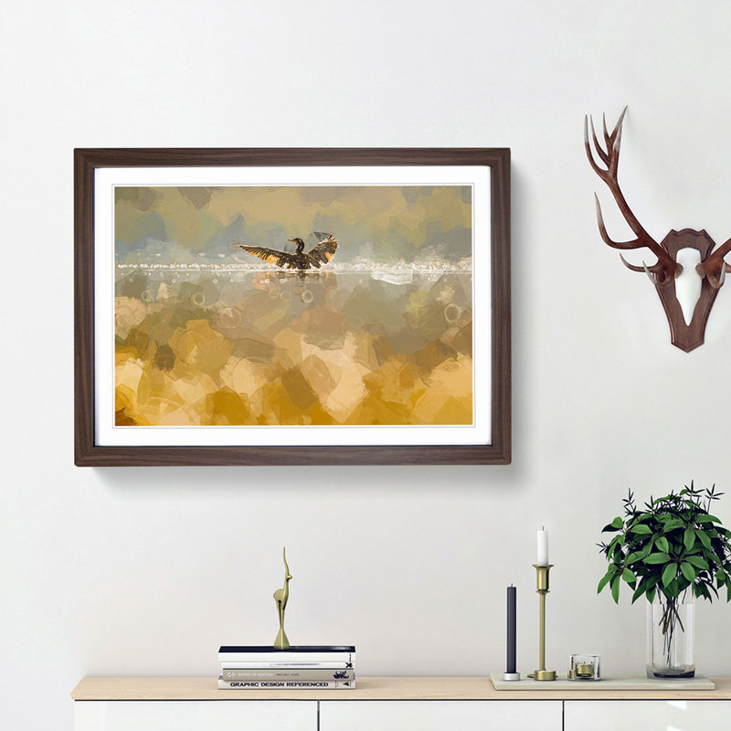 Ducks Wings in Abstract - Picture Frame Graphic Art Print, Walnut Framed, 36cm H x 48cm W x 2cm D