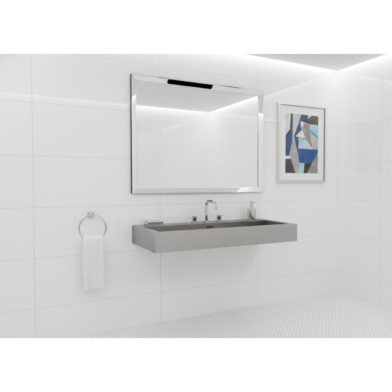 Vast Studio Wall-Mounted Rectangular Bathroom Sink –Aged Elevated , Silver/Gray