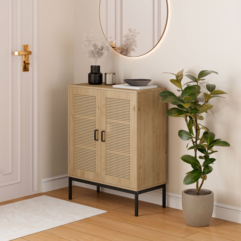 2 Door Tall Rattan Sideboard