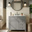 Meuble-lavabo moderne 36 po avec lavabo en céramique, armoire de rangement en bois d'hévéa massif avec tiroir basculant (noir / blanc / gris / vert)-129683134