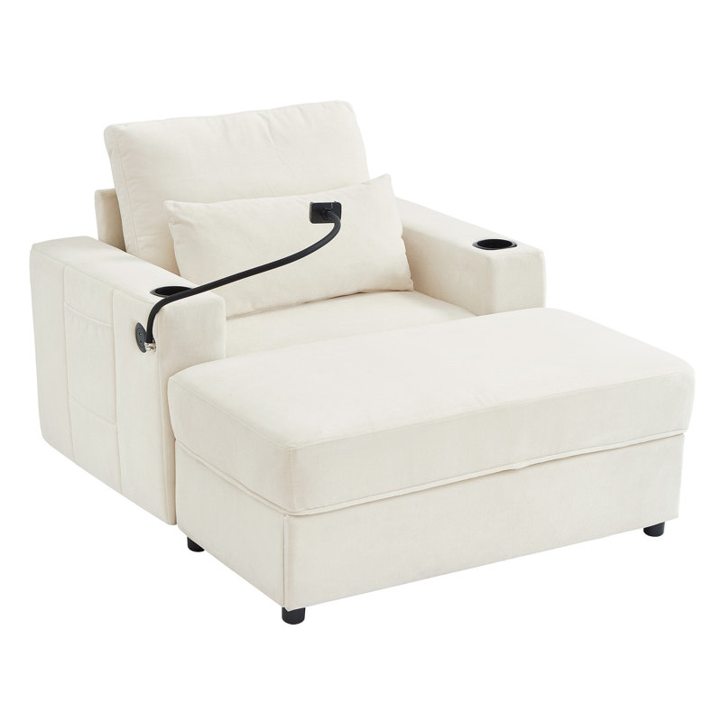 Canapé avec repose-pieds de 42,5 po Keir, Beige