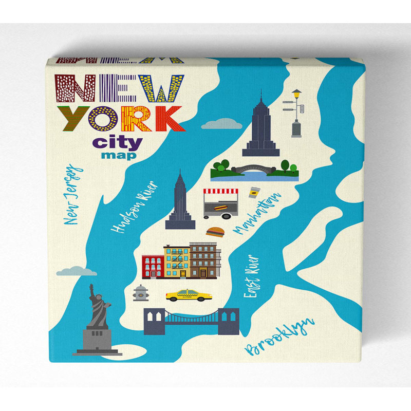NYC Map - Wrapped Canvas Print, 81.3cm H x 81.3cm W x 10cm D