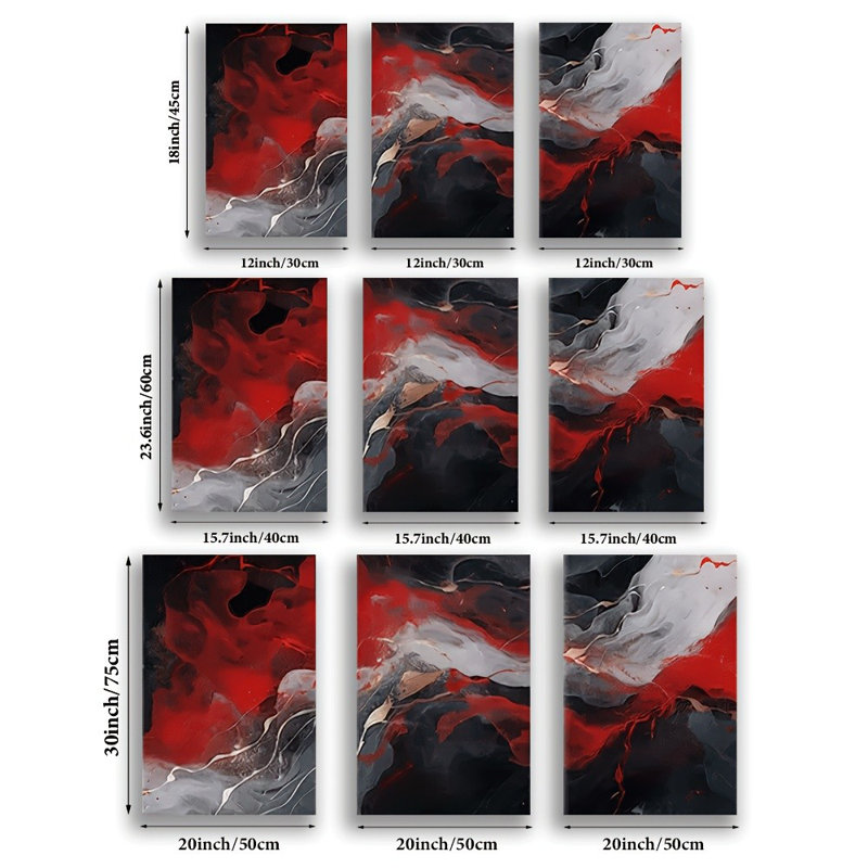 Impression sur toile 3 pièces Luxury Red Luxury, 24 * 16 pouces 3 pièces