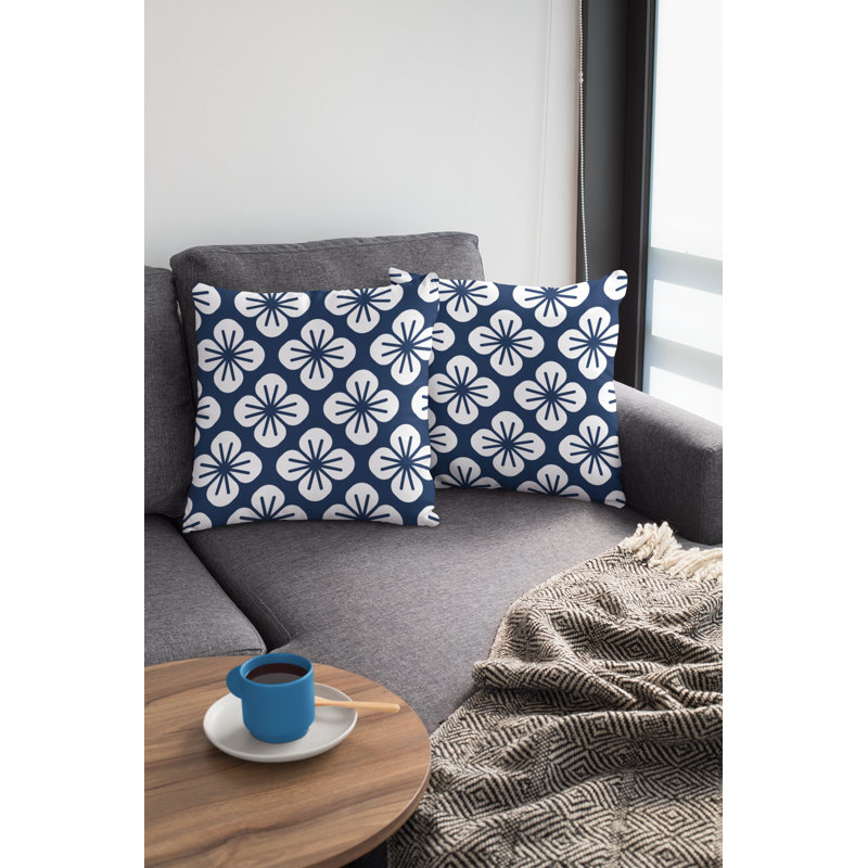 Housse de coussin Fredly, 18 po x 18 po, Bleu marine