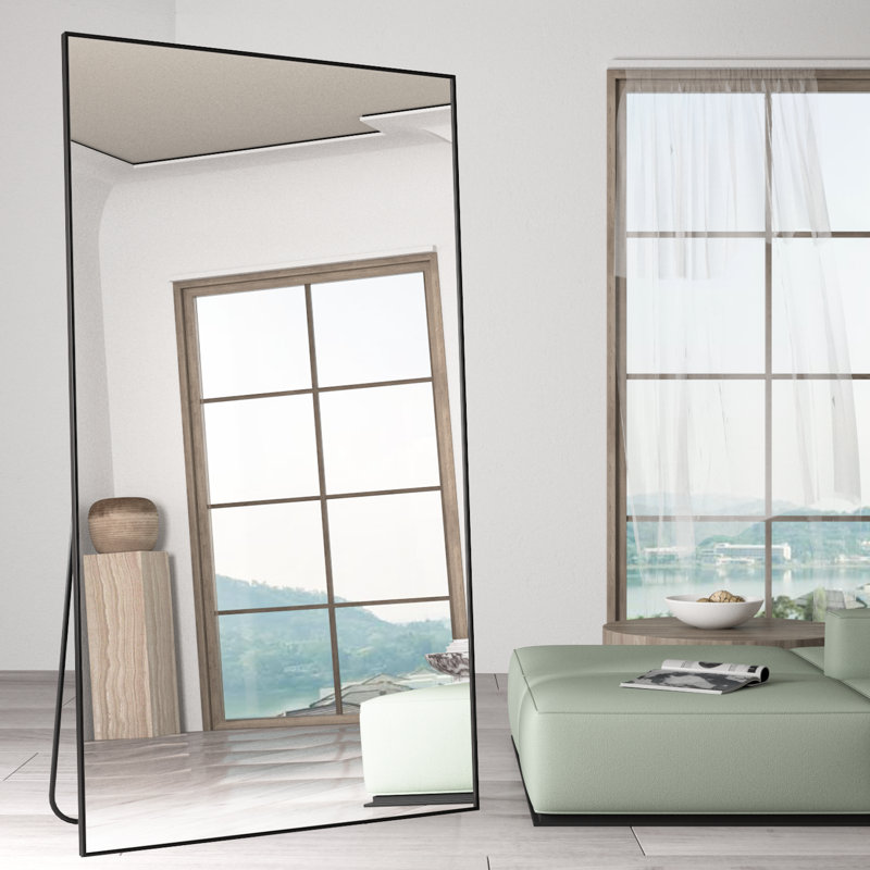 Aarati Aluminium Framed Freestading Full Length Mirror, 65" x 24", Black
