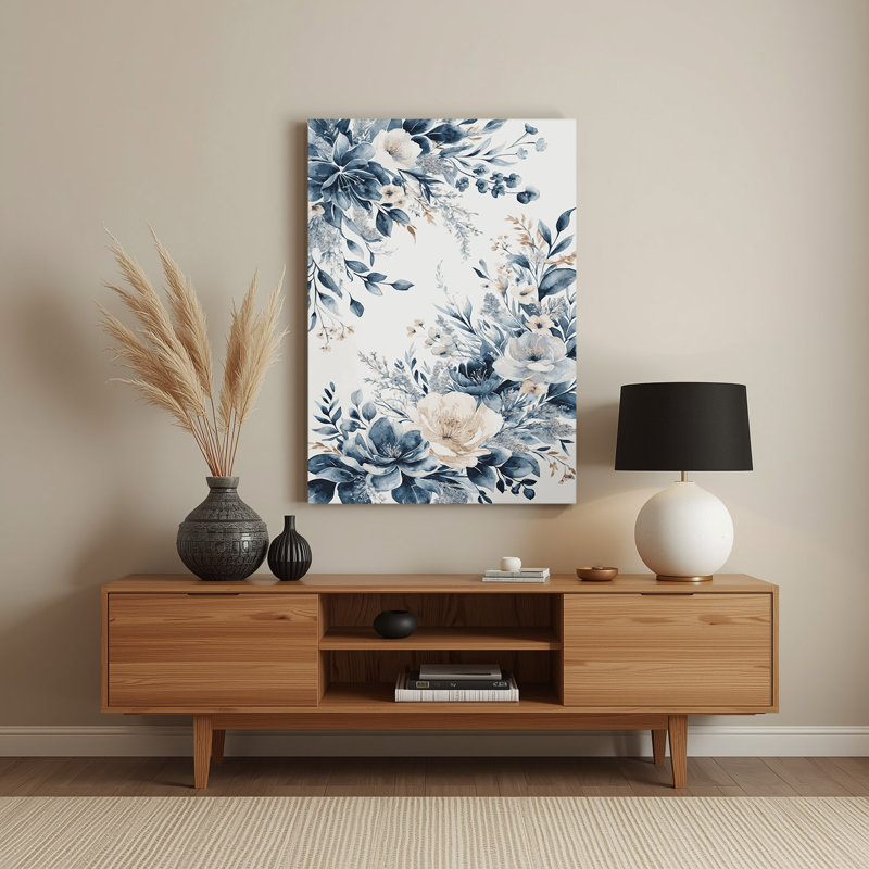 Aquarelle florale 66, art mural en métal beige, H 18 po x l 12 po