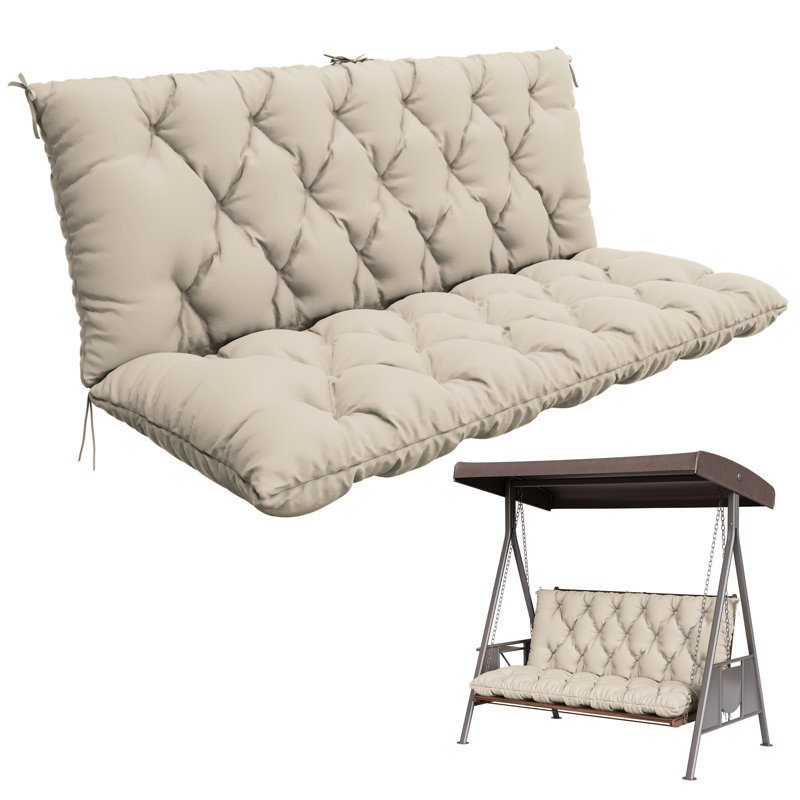 Coussin d'extérieur imperméable pour banc de jardin, Crème, crème, L 47 po x P 40 po