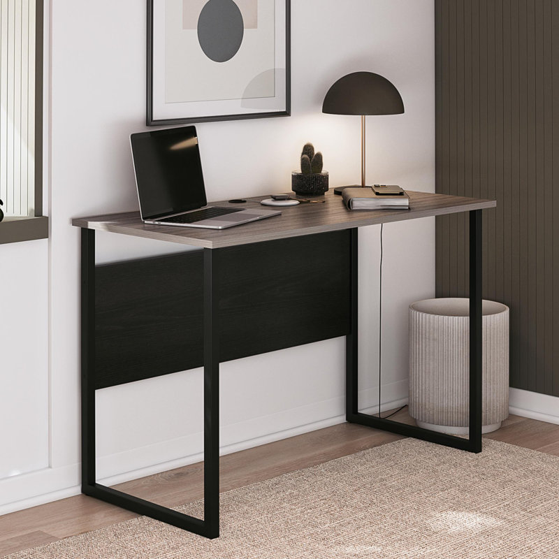 Bureau d'écriture Sorina, chêne Silverton et noir, Chêne Silverton