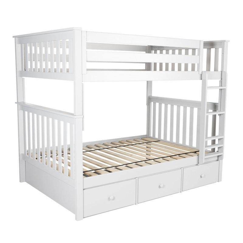 Hildegun Kids Bunk Bed with Drawers, Full, Blue