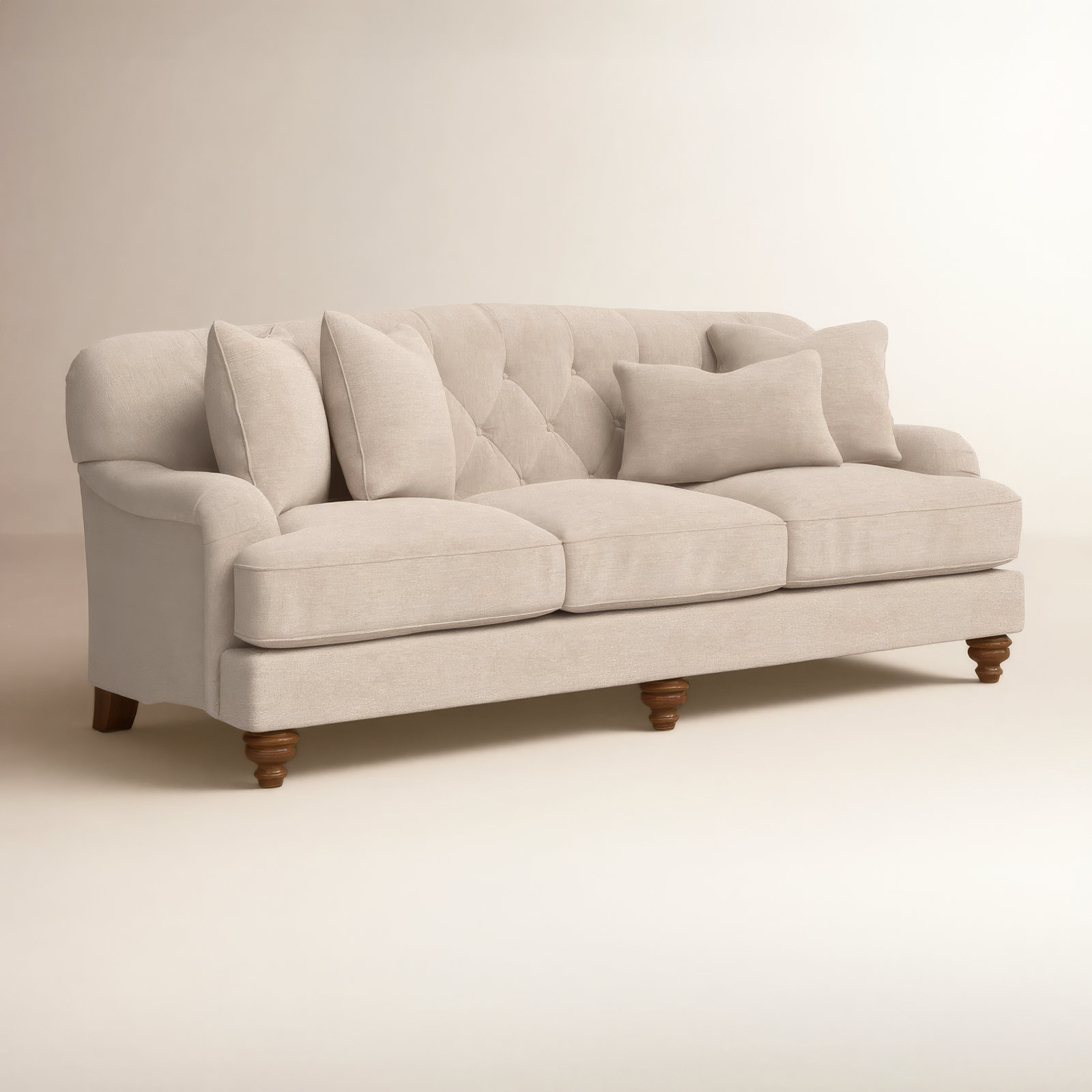 Sullivan 90'' Upholstered Sofa, Index 10 White Performance Twill, Yes, Pecan