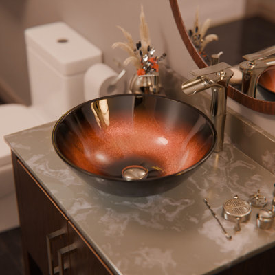 Novatto 17.5'' Glass Circular Bathroom Sink