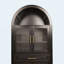Garde-manger arqué de 71 po de hauteur avec porte vitrée, garde-manger de style campagnard avec tablettes réglables et porte de grange-129436044