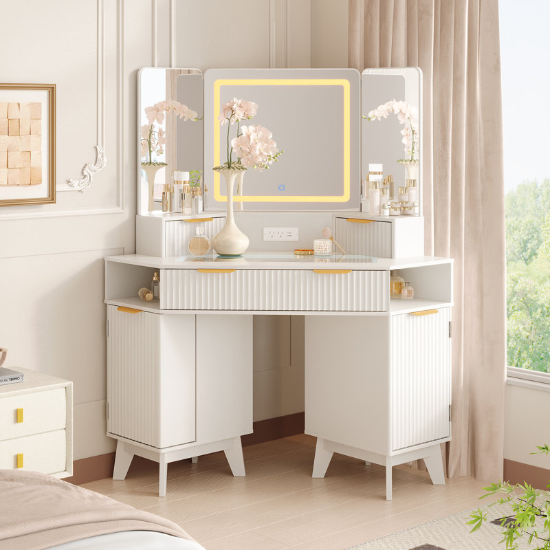 Bureau de meuble-lavabo avec miroir et éclairage à DEL de couleur maquillage