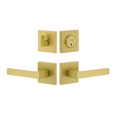 Quadrato Complete Entry Lever Set with Single Cylinder Deadbolt