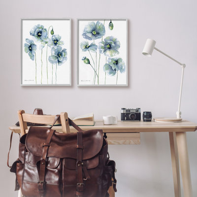 «Blue Poppies Blooming Garden Flowers» par Sally Swatland - ensemble de 2 impressions