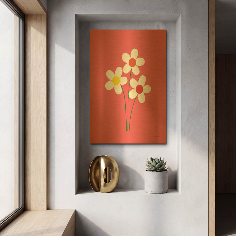 «Daisies I» par Ann Kelle, art mural en métal doré, 12 po x 16 po, 12 po x 16 po