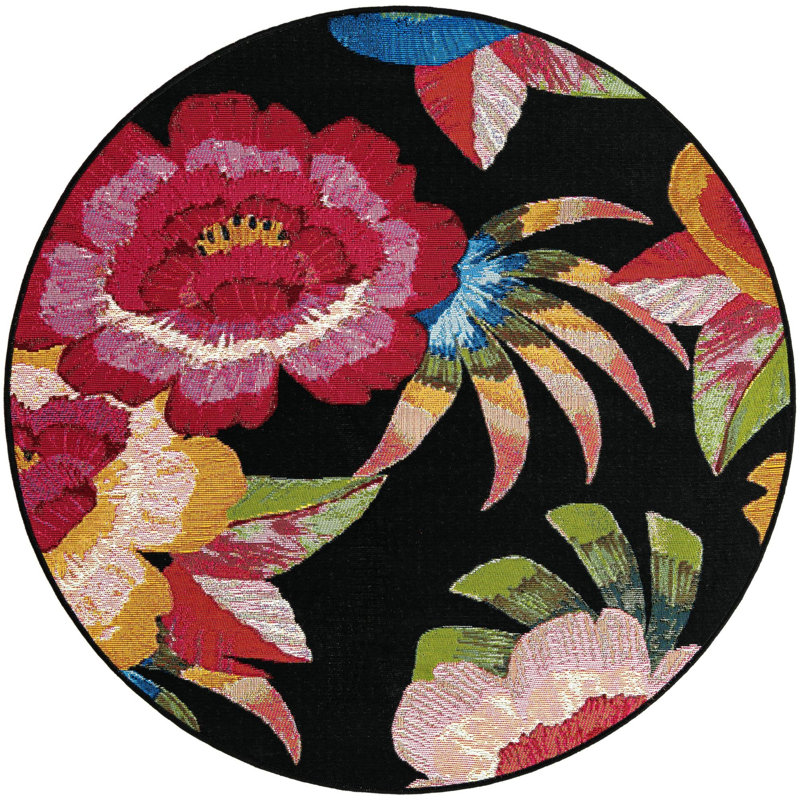  Floralis Outdoor Botanical Rug, Round 4'1"