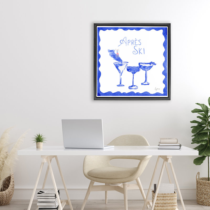 Cadre flottant Apres Ski Winter Cocktail, design par Lucille Price, H 25 po x l 25 po, Cadre flottant noir de jais