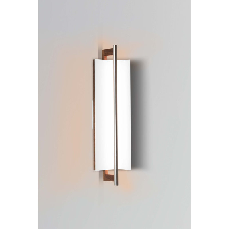 Allavo 22" Dimmable LED Bath Sconce, 3500K - 120V AC, Brushed Aluminum/Walnut, Textured White