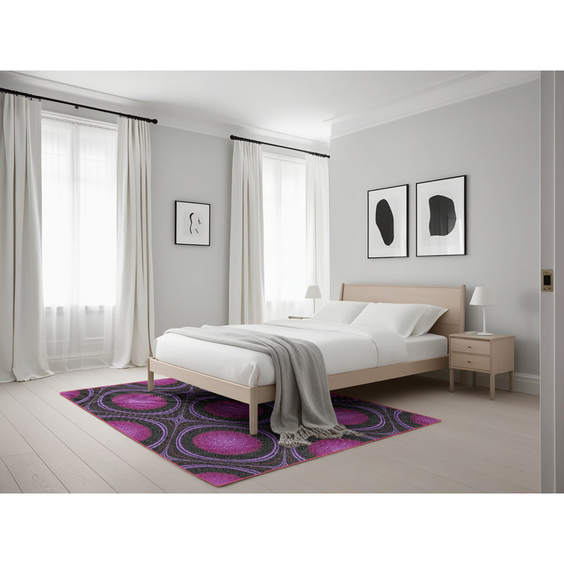 Tapis de zone rose à motif, Rectangle 5 pi x 7 pi