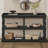 Console Table with 3-Tier Open Storage Spaces And Roman Column Effect Support Legs,Narrow Sofa Entry Table for Living Room, Entryway and Hallway(Black)