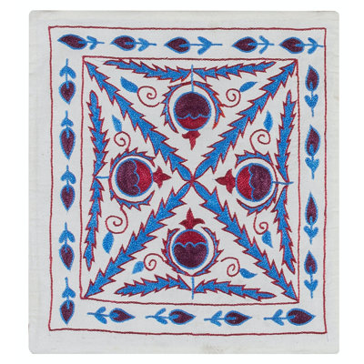 Housse de coussin moderne en soie brodée, taie d'oreiller Suzani fabriquée à la main en provenance d'Asie centrale, taie décorative. 17 x 19 po