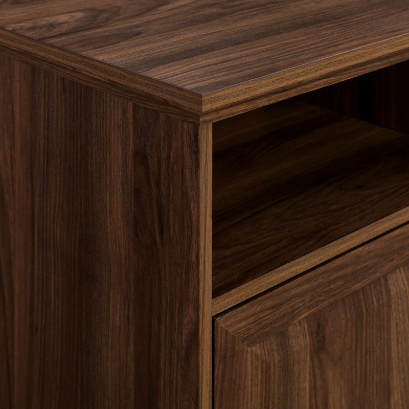 Sanjai Unfinished TV Stand for TVs up to 65", Dark Walnut