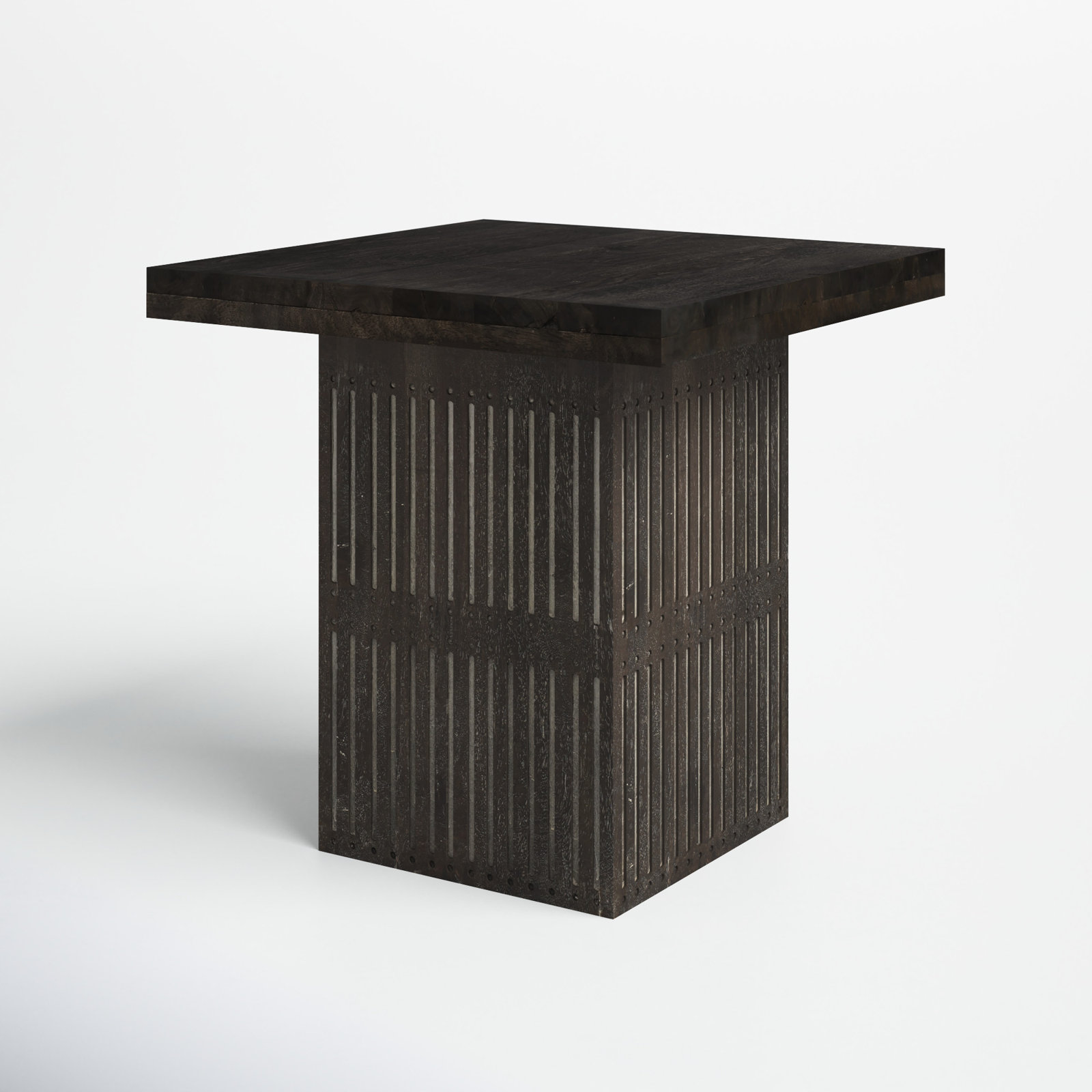 Isona Solid Wood End Table, Antique Brown