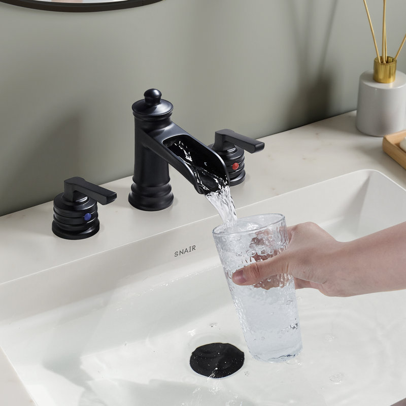 FURUISI Widespread 2-handle Bathroom Faucet With Drain Assembly, Matte Black