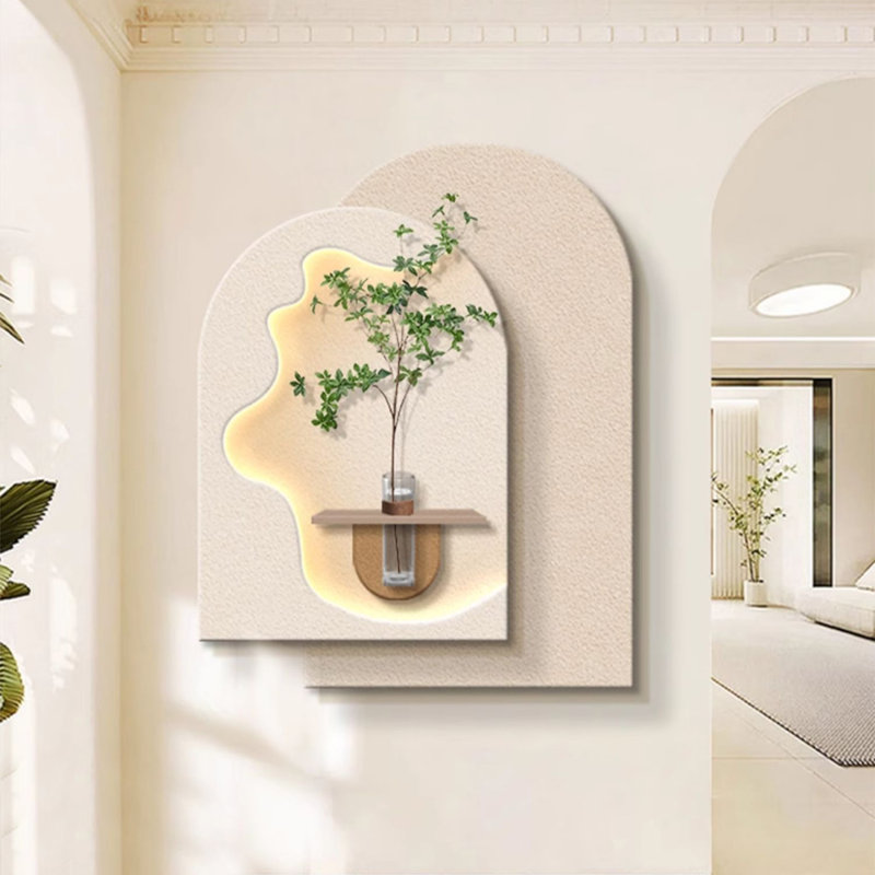 Crème forme libre grès art mural, H 31,5 po x l 25,59 po