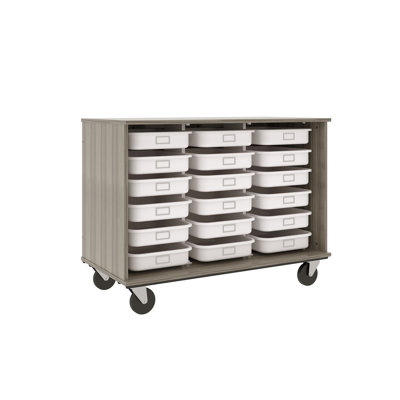 Closed Tray Mobile Classroom Storage with Locking Doors - (18) 3.5" Trays
