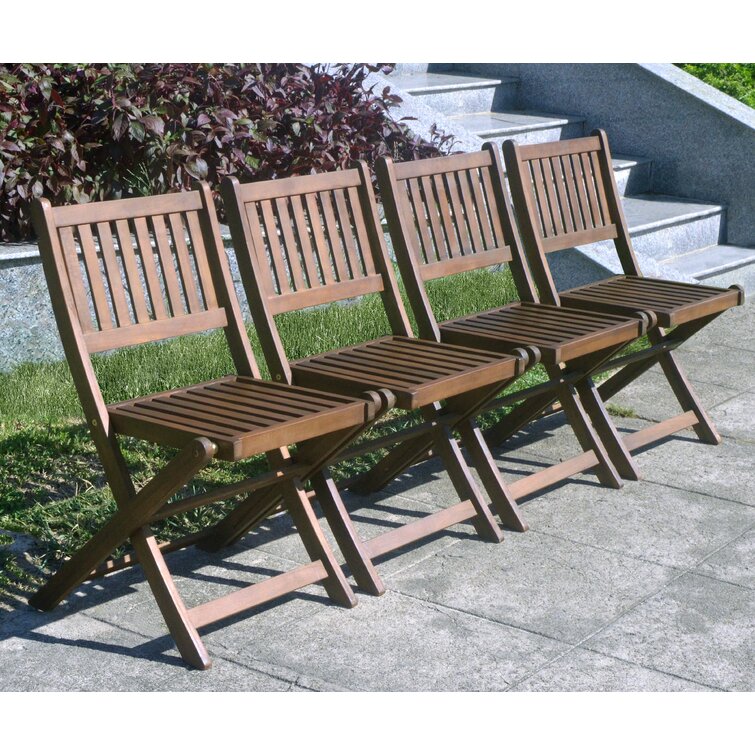 Goretti Solid Wood Patio Folding Chair (Set of 4)