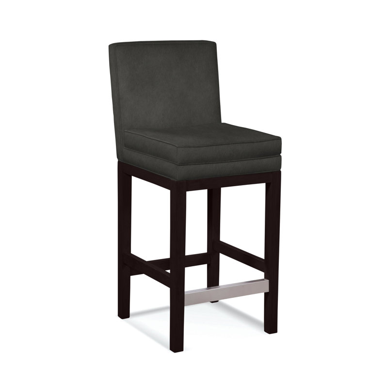 Upholstered Stool, Gray Sugar Performance; 0863-84, Java Finish